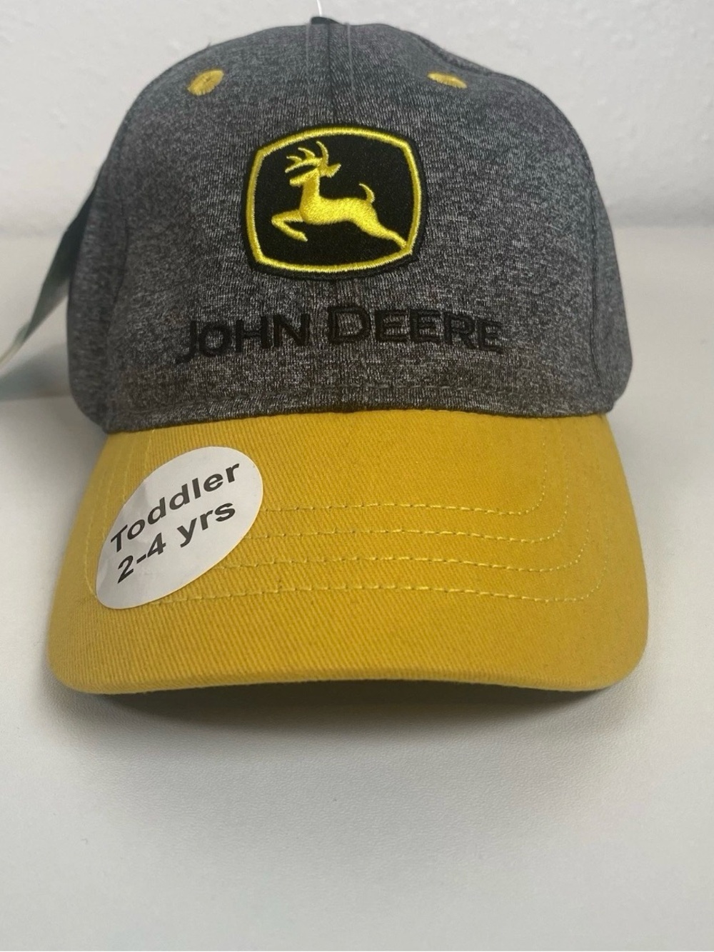 John Deere Toddler Boy's Gray Yellow  Baseball Hat One Size 2T-4T NWT Cap